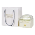 Elegant white drawer jewelry box with preserved rose and matching gift handbag set - Flower Box 7x7x7cm + Handbag / Off-white