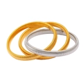Set of three spring-style metal bracelets in gold and silver finish with textured design - Mixed Color Independent Multi-loop Bracelet (CK1192)