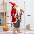 Figura di Babbo Natale da 120cm con sacco dei regali e orsetto per decorazione - Babbo Natale 120cm