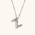 Chic silver balloon letter Z necklace in polished stainless steel for stylish women - Steel-Z