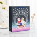Blaue Weihnachts-Geschenktüte mit Weihnachtsmann, Schneemann und Schneeflocken - Schneemann / Klein/Einzeln (18*8,5*24cm)