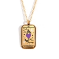 18K gold plated stainless steel Lovers Tarot card rectangular necklace with enamel - The Lovers Gold