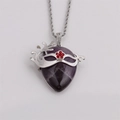 Collana a catena intrecciata con ciondolo in ametista viola e decoro a maschera d'argento - Pendaglio a Maschera / Ametista Viola + Catena da 60CM