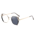 Chic golden geometric square frame glasses with photochromic lenses in grey tint - C4 Gray Tortoise Turn Gray