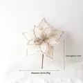 Fiore di Natale artificiale in velluto bianco 30cm con decorazioni glitter argento - Tipo 213-Bianco / Diametro 25cm