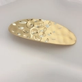 Elegant gold-tone hammered oval spring hair clip with minimalist vintage textured metal finish - Gold Hammered Oval Clip