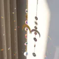Bohemian gold suncatcher with crystal crescent moon and sun prisms for garden decor - US 7