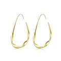 Modern minimalist golden teardrop earrings with elegant twisted metal geometric design - Gold