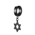 Gothic style black matte earring with dangling hexagram star pendant for men and women - Hexagram / Ear Clip (Non-Pierced) / Black