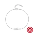 Elegant 925 sterling silver interlocking double ring bracelet with cubic zirconia paving - 925 Silver / White Gold