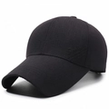 Gorra de béisbol negra para hombre con visera larga y bordado Sport en el lateral - Negro