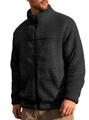Men's black polar fleece jacket with stand collar and zipper closure for autumn - S / Black