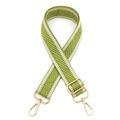 Adjustable green woven strap with herringbone pattern and gold metal hardware - Grass Green
