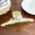 Pinza de pelo de tulipa amarillo crema en acetato de alta calidad para peinados elegantes - 12cm / Beige