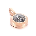 Rose gold round stone pendant with dark shimmering foil inlay on a white background - Starry Decoration Rose Gold Base (KP100717-K)