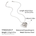 Polished silver hollow heart pendant on stainless steel snake chain showing 13.6g weight - Silver Style (YYN025165-P)