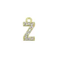 Mini gold-plated letter Z pendant with micro-pave cubic zirconia for jewelry making - Letter Z / Gold