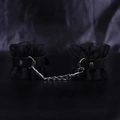 Gothic black lace ruffle handcuffs made of PU leather and metal chain for roleplay - Leather/Lace/Metal / Black Handcuffs