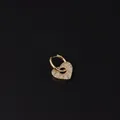 Golden heart drop earring with pave white zircons and hollow center on black background - Hollow Heart Pendant Style (341-6#) / Gold