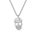 Collana con ciondolo teschio d'argento minimalista in acciaio al titanio da donna - Color Acciaio