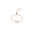Detail of adjustable gold moon bracelet with colorful pavé cubic zirconia evil eye charms - Box Chain