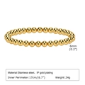 Detail showing 6mm IP gold-plated stainless steel beads and product measurements - 6mm