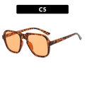 Oversized leopard print sunglasses with orange lenses and retro polygon frame C5 - Tortoise Frame Orange Lens