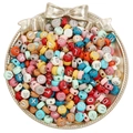 Colorful 4x7mm acrylic alphabet beads for jewelry making in a decorative gold tray - Solid Multicolor with Silver Letters