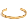 Bracciale rigido aperto in acciaio inossidabile placcato oro 18K con trama marina e zircone - Stile a Motivo Geometrico 2 - Oro