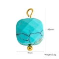 Square green turquoise pendant with black veins and gold loop for DIY jewelry making - Green Square Turquoise