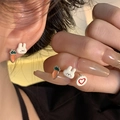 Cute S925 silver earring set with rabbit, carrot, and red heart charms for women - Multicolor Rabbit Carrot Style (A1441)