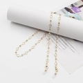 Elegant gold glasses chain with clear crystals and white silicone anti-slip loops - Clear Crystal Beaded