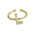 Minimalistischer 18k Messingring mit perlenbesetztem Buchstaben L in goldener Optik - L / Gold