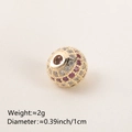 Golden bead with sparkling red and white pavé cubic zirconia for DIY jewelry making - 10MM Red & White Zirconia Gold Plated