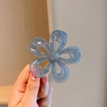 Blue-grey translucent camellia flower hair claw clip with a glossy jelly finish - 11# Jelly Grey