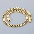 Polished 12mm golden stainless steel Cuban link chain with square lobster clasp - Gold (KN24603-BD)