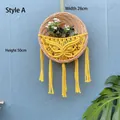 Cesto da parete in macramè da 28cm con motivo a farfalla gialla e nappe decorative - Tipo A Motivo a farfalla / 28*50cm