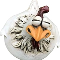 Décoration de clôture poulet rigolo en résine avec visage cartoon pour jardin et cour - Style de Poulet Drôle C