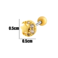 Detailed macro view showing the 0.5cm gold moon and star stud with inlaid clear crystals - 5# Pave Moon Star (HSPJ093-5) / Gold Yellow