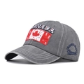 Vintage dark grey washed cotton baseball cap with Canada embroidery and maple leaf patch - Gray