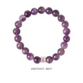 Elegant beaded bracelet featuring round purple amethyst stones with silver zircon spacers - Amethyst Silver Spacer Style (WB335)