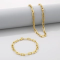 Golden square link chain necklace and bracelet set in minimalist stainless steel - Gold-Style 7 (5.5mm)
