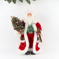 60cm Santa Claus figurine in red velvet robe holding a small Christmas tree ornament - Style 15 Velvet Robe Holding Small Xmas Tree 60cm