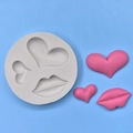 Silicone mold featuring heart and lip shapes for fondant, chocolate and soap making - Round Style (White)