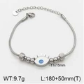 Silbernes Edelstahl-Schlangenkettenarmband mit Evil Eye Anhänger und Metallperlen - Stahlfarbe