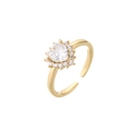 Verstellbarer 18K vergoldeter Herz-Zirkonia-Ring mit Mikro-Pavé-Heiligenschein - Einstellbar Offen / Gold Herz