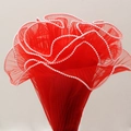Red wave-edge pleated mesh wrap with decorative white pearls for floral bouquet packing - Pearl Wave Mesh (28cm*4 Yards) / Red