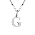 Titanium steel silver bead chain necklace with a capital G initial letter pendant - Letter G / Silver