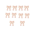 Detailed view of 10 pink enamel bow pendants with gold frames for DIY jewelry - 10 Pieces Pack / Pink Bowknot