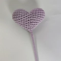 Handmade crochet heart flower in purple yarn on a thin stick for gifts - Light Purple